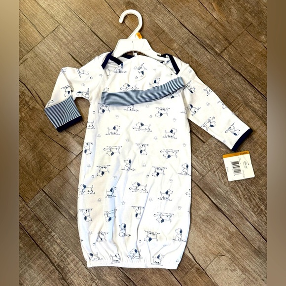 NWT Boy 2-Piece Little Me Puppy Sleeper Gown and Hat Set - Picture 1 of 5